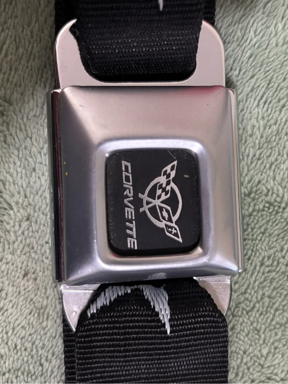 Corvette Black Star Seatbelt-Style Belt - Men's Accessories